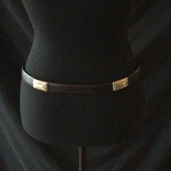Brighton Black Leather Belt with Silvertone accents - Picture 4 of 9